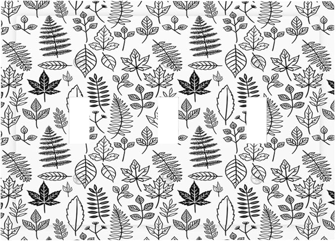 Black White Leaf Wheat Maple Leaf Plant Decorative Switch Plates 3 Gang Wall Plate Triple Toggle Light Switch Cover Electrical Wall Panels Faceplate for Bedroom Bathroom Decor