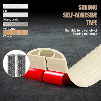 Floor Cord Cover Self Adhesive Cord Hider,10FT Cable Management, Extension Strip Protector for Wires, Prevent Cable Trips for Offices, Gyms, Exhibitions Cavity:0.39"(W) x 0.27"(H) Yellow Wood