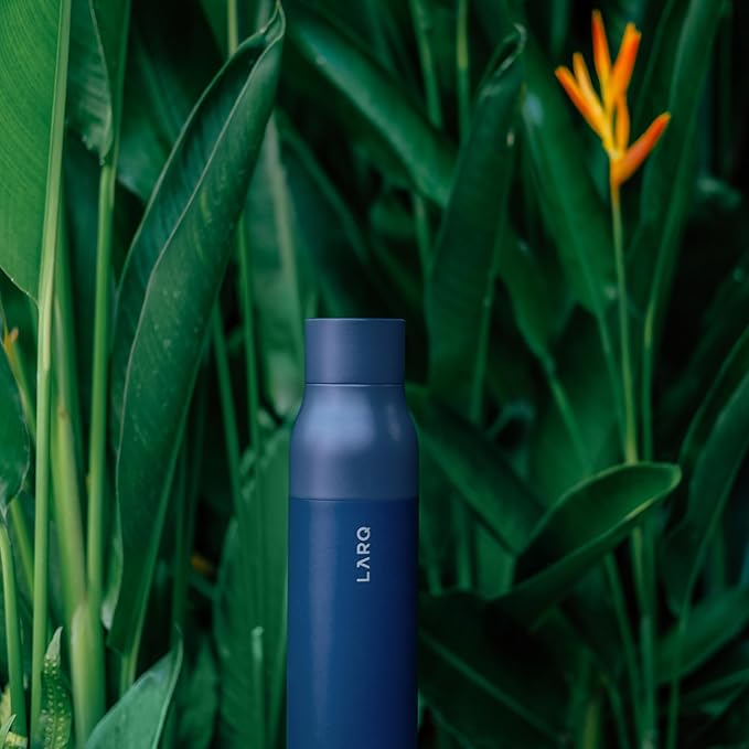 LARQ Bottle PureVis 17 oz - Self-Cleaning and Insulated Stainless Steel Water Bottle with UV Water Purifier and Award-winning Design | Reusable & Travel Friendly, Monaco Blue