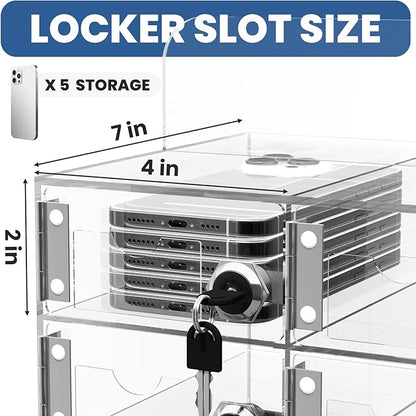 Cell Phone Locker 100 Slots, Wall-Mounted Cell Phone Lock Box with Keys, Acrylic Cell Phone Storage Locker for Employees Office Classroom Gym, Clear Cell Phone Locker Cabinet for Storage (60 Slots)