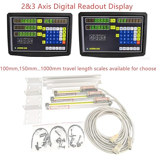 iMeshbean 2/3 Axis Digital Readout DRO Encoder for Milling Lathe, Part Number 324-RZ, Aluminum Alloy, 650mm Travel Length Scale (26'')