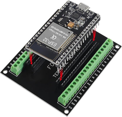 3 Set ESP32 Development Board 38Pin Narrow Version WiFi + Bluetooth Microcontroller ESP-32 ESP-32S Board ESP-WROOM-32 with ESP32 Breakout Board GPIO 1 into 2 Terminal Screw Board