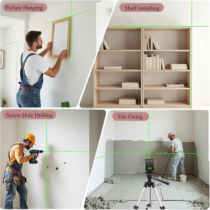Laser level with tripod home improvement picture hanging tool,Green Cross Line Self-Leveling Floor Tile Wall Home Renovation, Battery Included,150 Ft,laserpower<1mW, Class 2 Laser output