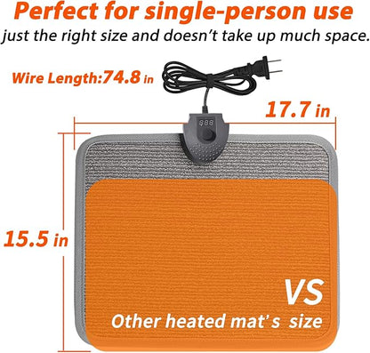 Heated Floor Mat Under Desk for Foot Warmer - Wider Electric Space Heaters 110V Adjustable Temperature Heating Pad - Carbon Crystal & Energy Saving Feet Warmers for Office,Home (Carpet Grain)
