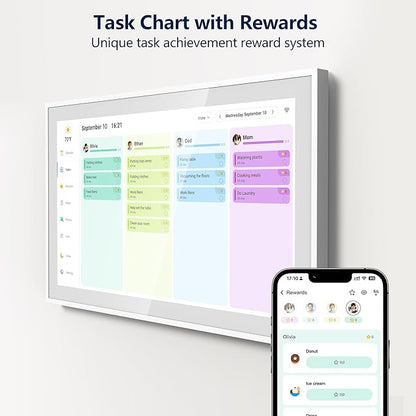 Digital Calendar – 27 Inch Electronic Wall Calendar & Chore Chart, Smart Family Organizer with Interactive Touchscreen Display, Wall Mount in Portrait or Landscape