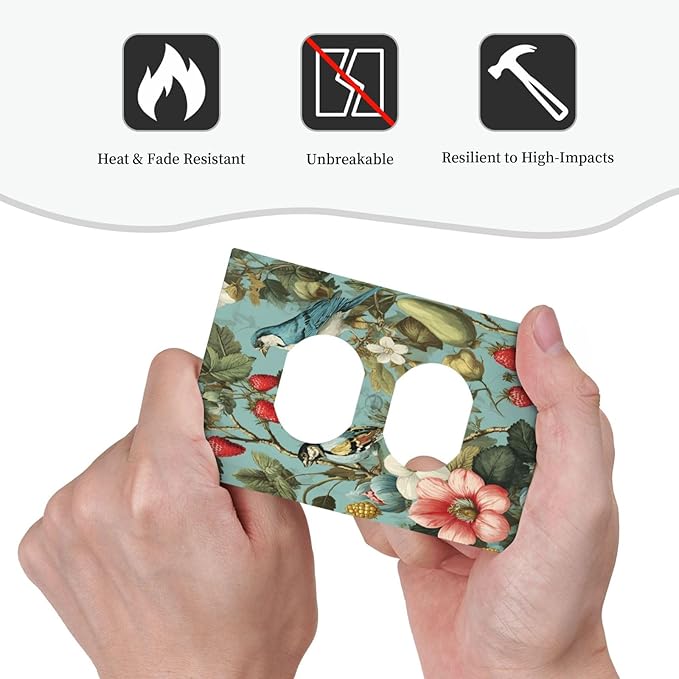 William Morris Flower Duplex Outlet Wall Plate Cover Decorative Light Switch Covers Electrical Faceplate Switch Plates for Bathroom Kitchen Home