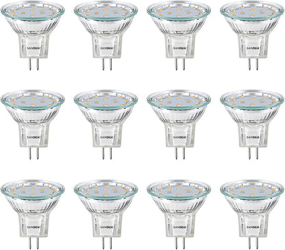 3W MR11 LED Landscape Light Bulbs, Low Voltage 12V 20W Halogen Replacement for Outdoor Landscape Spotlight and Indoor Track Light, GU4 Bi-Pin Base, Soft White 3000K, Non-Dimmable, (Pack of 12)