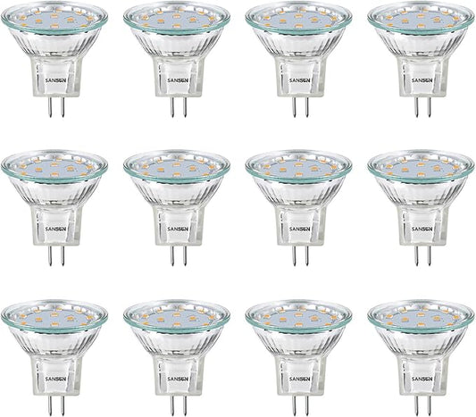 3W MR11 LED Landscape Light Bulbs, Low Voltage 12V 20W Halogen Replacement for Outdoor Landscape Spotlight and Indoor Track Light, GU4 Bi-Pin Base, Soft White 3000K, Non-Dimmable, (Pack of 12)
