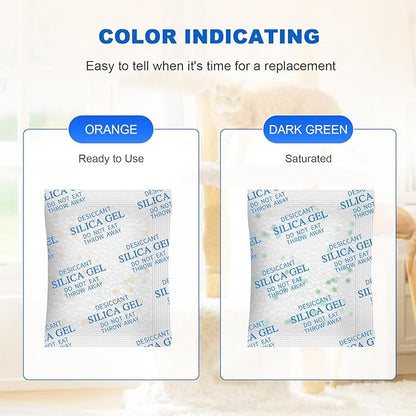 Pet Food Desiccant Bag for Most Smart Feeders, 24 Packs Replaced Desiccant Bags with Color Indicating for Automatic Cat Dog Feeder, Desiccant Bag Replacement
