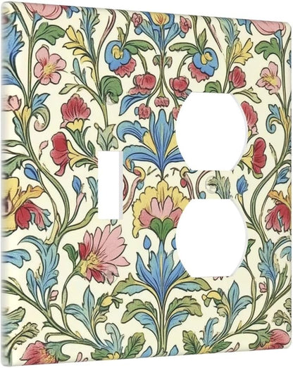 Wallplates Boho Red Floral Morris Plant Leaves 1 Toggle 1 Duplex Switch Plate Electrical Gfci Faceplate Decorative Light Switch Covers For Farmhouse Cabin Decor