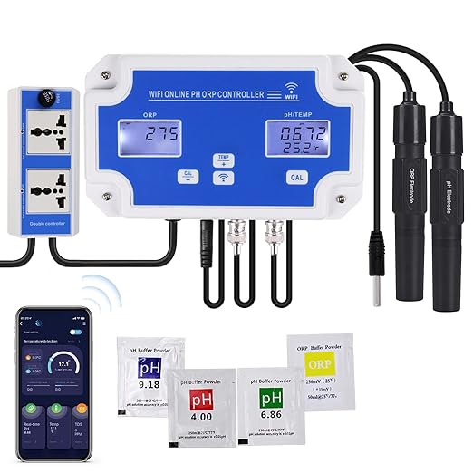 DANOPLUS Smart pH ORP Controller with Remote App Monitoring & Dosing in Water, 3 in 1 pH/ORP/Temp Meter Replaceable Probes for Hydroponics, Aquariums & Pool