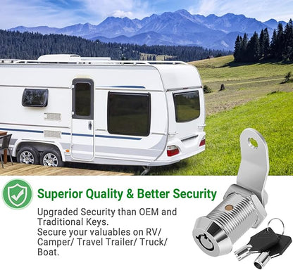 5 Pack Cabinet Lock with Keys, 7/8” RV Storage Locks Keyed Alike, RV Locks for Storage Door, Camper Cabinet Door Toolbox Locks Mailbox RV Cam Locks with Manual