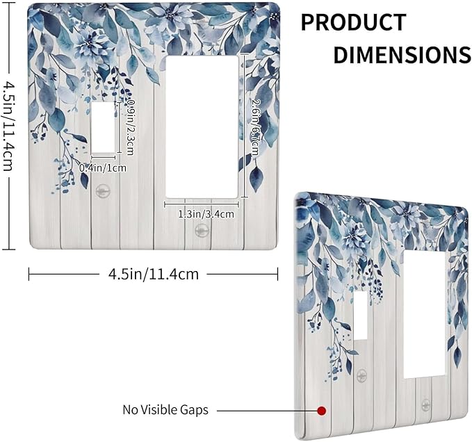 Eucalyptus Rustic Watercolor Plant Outlet Covers 1 Toggle 1 Rocker Combination Decorative Wall Plate Electrical Switch Plates Light Switch Cover Plate For Farmhouse Home Decor