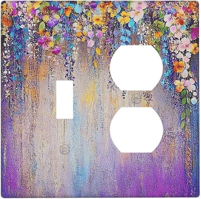 Colorful Country Flower Wildflower Floral Wallplates 1 Toggle 1 Duplex Switch Plate Electrical Gfci Faceplate Decorative Light Switch Covers For Bed Room Living Room Decor