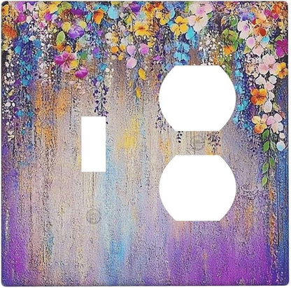 Colorful Country Flower Wildflower Floral Wallplates 1 Toggle 1 Duplex Switch Plate Electrical Gfci Faceplate Decorative Light Switch Covers For Bed Room Living Room Decor
