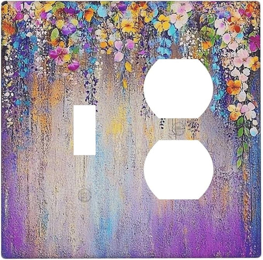Colorful Country Flower Wildflower Floral Wallplates 1 Toggle 1 Duplex Switch Plate Electrical Gfci Faceplate Decorative Light Switch Covers For Bed Room Living Room Decor