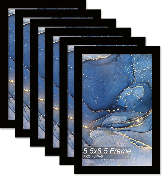 5.5x8.5 Picture Frame Set of 6, Black Frame for 5.5 x 8.5 Inch Picture Poster Photo, Light Weight and High Transparent 5.5 by 8.5 Frame for Wall - 6 Pack/Black/5.5"x8.5"