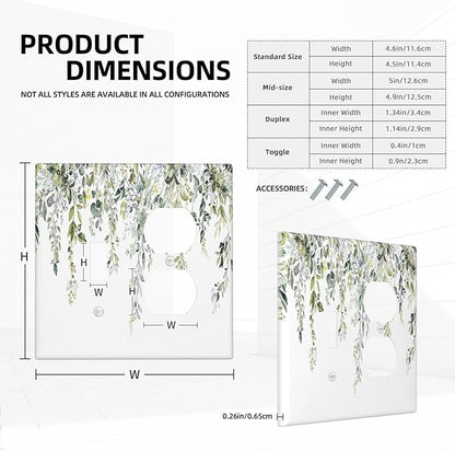Wallplates Boho Farmhouse Flower Leaf Sage Green 1 Toggle 1 Duplex Switch Plate Electrical GFCI Faceplate Decorative Light Switch Covers for Bedroom Cabin Decor