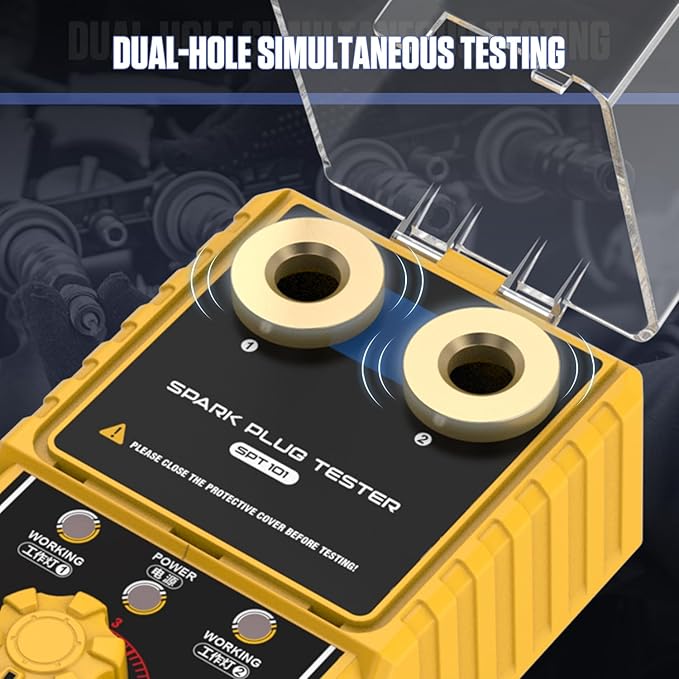 Spark Tester Automotive, Car Spark Plug Tester with Auto Adjustable Double Hole Detector Ignition Plug Analyzer, Automotive Engine Ignition Plug Analyzer 110V for 12V Vehicles