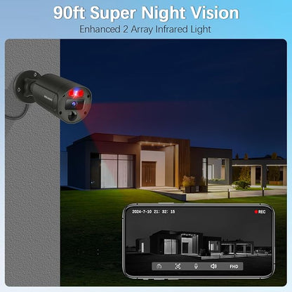 【2-Way Audio & 130° Wide Angle】 Outdoor Wired Security Camera System, Wired Cameras for Home Security, POE Video Surveillance Systems