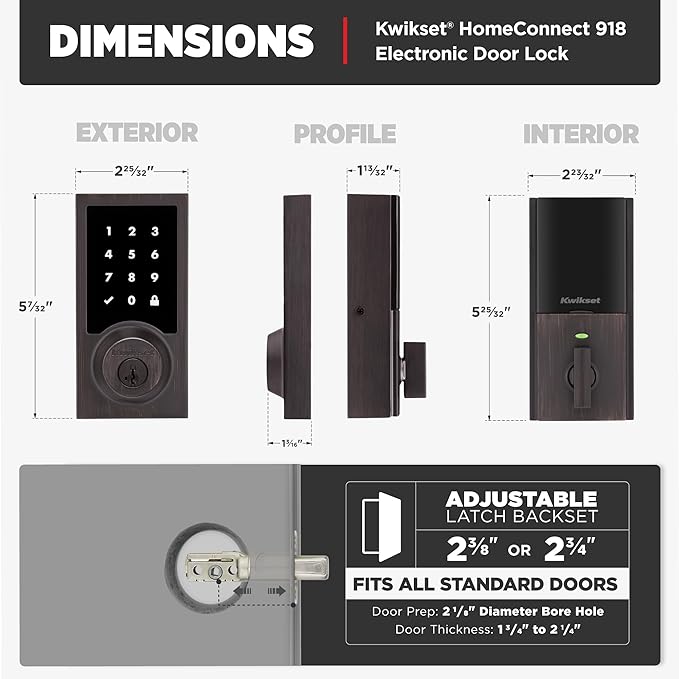 Kwikset HomeConnect 918 Contemporary Z-Wave Long Range Enabled Touchscreen Lock Works with Ring Alarm, Samsung SmartThings Hub Required, Sold Separately in Venetian Bronze