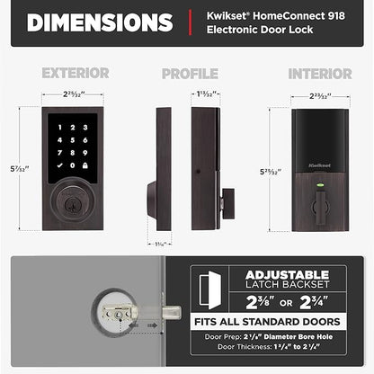 Kwikset HomeConnect 918 Contemporary Z-Wave Long Range Enabled Touchscreen Lock Works with Ring Alarm, Samsung SmartThings Hub Required, Sold Separately in Venetian Bronze