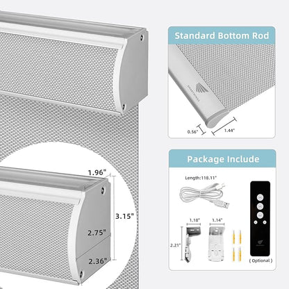 SmartWings Motorized Smart Blinds for Windows in Light Filtering, Electric Remote Roller Shades Compatible with Alexa/Google Home/Homekit, Custom Up to 110”W x 148”H, 5% Openness Aventus White Grey