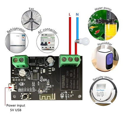 Jane Eyre WiFi Wireless Smart Switch Relay Module Jog Self-Locking Switch Module DIY Smart Home Compatible with TUYA/Smart Life App(1CH)