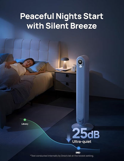 Dreo Smart Tower Fan for Bedroom, Floor Standing Bladeless Oscillating Fan with Remote, 9 Speeds, 4 Modes, 12H Timer, for Indoor Bedroom Home Office, WiFi Voice Control, Cruiser TF518S