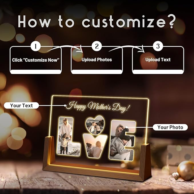 Photo Decorative Plaque Personalized Gifts, Custom Gifts for Him Her, Customized Picture Frame for Boyfriend Girlfriend Couples Wife Women on Anniversary Birthday