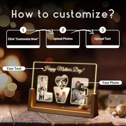 Photo Decorative Plaque Personalized Gifts, Custom Gifts for Him Her, Customized Picture Frame for Boyfriend Girlfriend Couples Wife Women on Anniversary Birthday