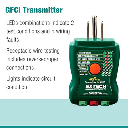 Extech CB10 Circuit Breaker Finder, Locates fuses/Breakers, Tests receptacles and GFCI Circuits
