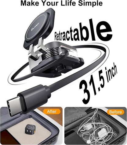Retractable 3 in 1 Charging Station for Apple [Built in Cable] 22.5W Fast for Magsafe Wireless Charger, Travel Essentials, Magnetic Foldable Stand for iPhone 17 Air Pro Max 16 15 iWatch Airpods