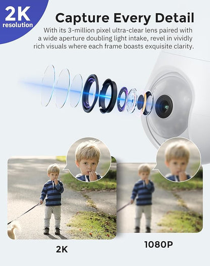 Hugolog 2K 3MP Light Bulb Security Camera 5G& 2.4GHz WiFi, 360° Wireless Outdoor Indoor Camera for Home, Motion Detection, Two-Way Talk, Color Night Vision, Siren Alarm, Compatible with Alexa(2 Pack)