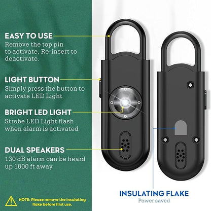 Personal Safety Alarm for Women Girls, 130dB Loud Siren + LED Light, Stylish Keychain, Easy-Pull Emergency Self-Defense for Night Safety, Running, Travel, College Students & Stocking Stuffer Gifts