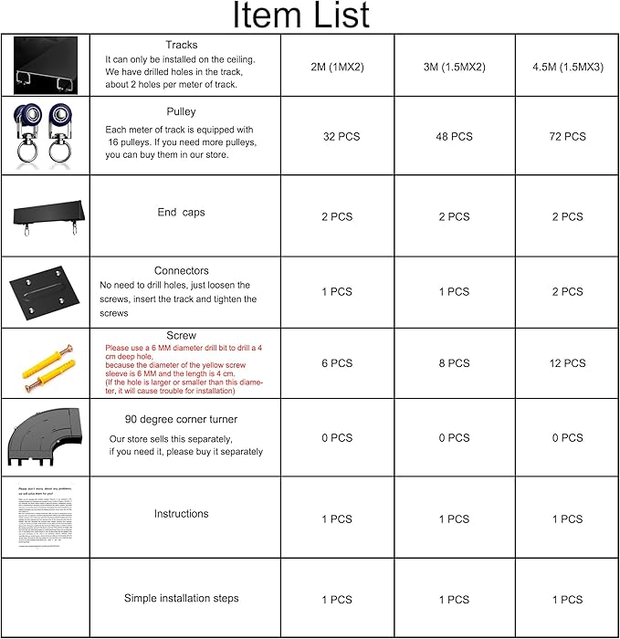 Ceiling Mounted Curtain Track System - Double Rails for Curtains & Drapes - Room Dividers - Sliding Curtain Rail for Window (balck, 3m)