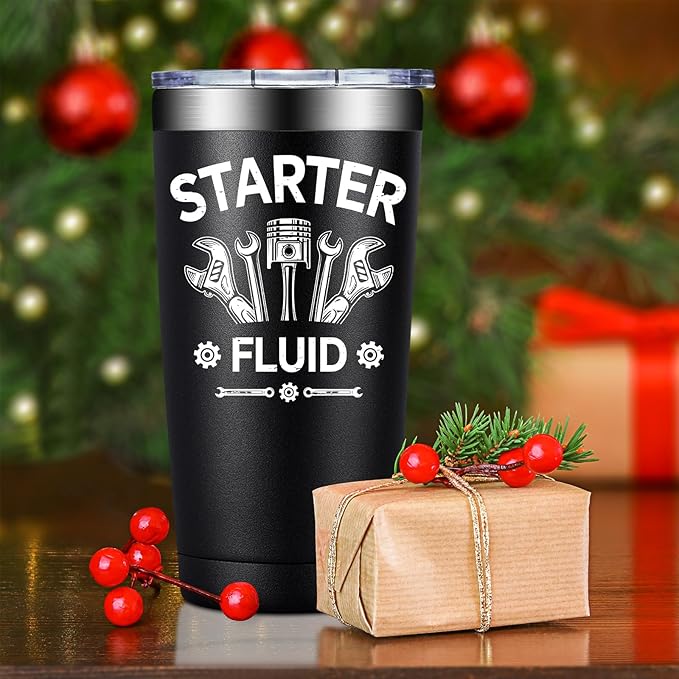 SpenMeta Mechanic Gifts - Mechanic Gifts for Men, Car Guy, Car Enthusiast - Christmas Birthday Fathers Day Gift for Mechanics - 20oz Starter Fluid Tumbler Cup