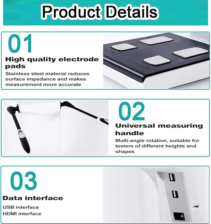Professional Full Body Fat Analyzer, Body Bmi Analyzer, Body Composition Monitor & Scale, 10.1 Inch HD Touch Electronic Bmi Body Fat Monitor with Printer