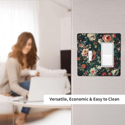Outlet Covers Baroque Vintage Peony Flower Floral 1 Toggle 1 Rocker Combination Decorative Wall Plate Electrical Switch Plates Light Switch Cover Plate for Bedroom Farmhouse Decor