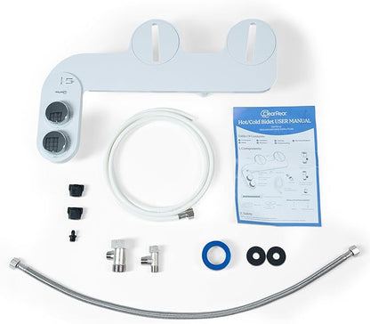 CLEAR REAR Bidet Attachment for Toilet Seat - Non-Electric, Self-Cleaning Dual Nozzle, Adjustable Water Pressure, Rear & Feminine Wash Hygienic Upgrades - Fits Elongated Toilets (Cold & Warm Water)
