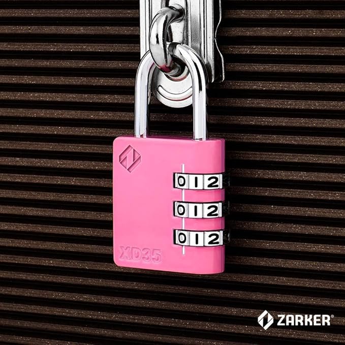 ZarkerXD35 Combination Lock, 3-Digit Padlock for School, Gym, Sports Locker Lock, Fence, Toolbox, Case, Outdoor, Hasp Storage (1-Pack, Pink)