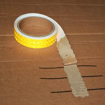 Yellow Reflective Tape 1 inch, Outdoor Waterproof High Visibility Warning Industrial Marking Tape, Safety Stickers (15 feet)