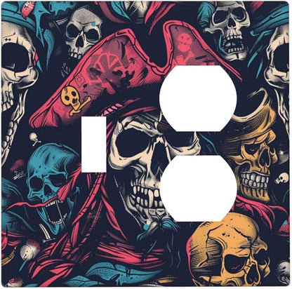Wallplates Pirate Colourful Skeleton Red Hat 1 Toggle 1 Duplex Switch Plate Electrical Gfci Faceplate Decorative Light Switch Covers For Farmhouse Cabin Decor