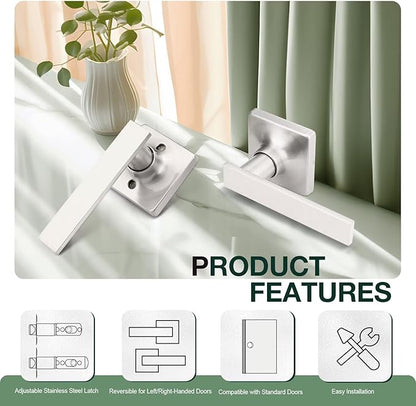 GOBEKOR 6 Pack Brushed Nickel Passage Door Handles Interior Door Levers for Hall Closet Nickel Passage Levers Square Lever Door Handles