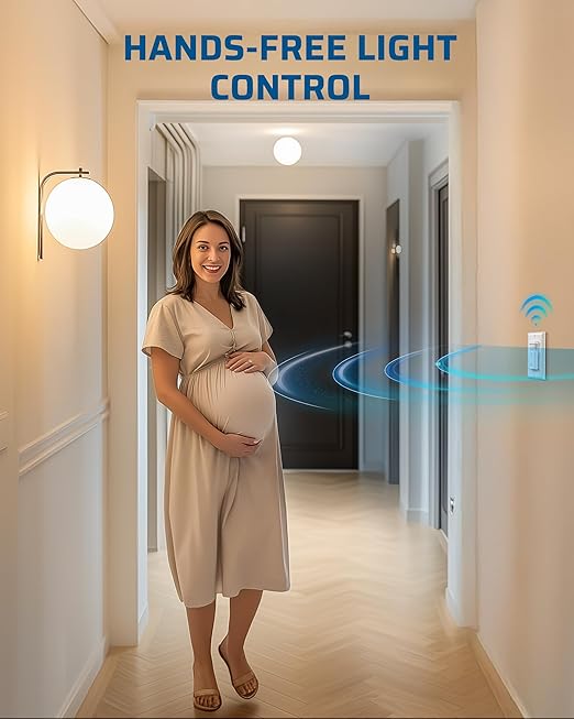 DEWENWILS Motion Sensor Light Switch, Single Pole, Motion Activated Wall Switch, Needs Neutral Wire, 5A for Hallway, Bathroom, Storage Room, 2 Pack, UL Listed, White