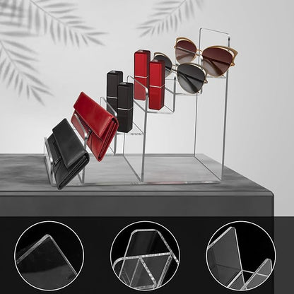 Acrylic Wallet Display Stand Purse Handbag Organizer, Clear Jewelry Riser Display Stand Purse Display Rack, Acrylic Display Shelf for Cosmetic Perfume Jewelry Sunglasses Handbag (2 PCS-6 Tier)