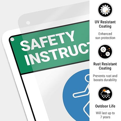 Safety Instructions Body Harness Required For Entry Sign, 10x7 Inches, 55 mil thick HDPS (high density polystyrene), Made in USA by Sigo Signs