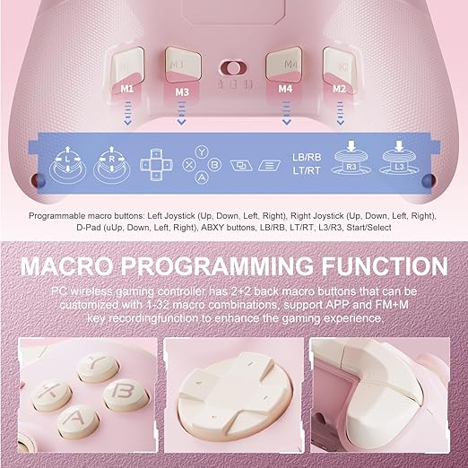 PXN P5 Wireless Gaming Controller, Hall Effect Joystick, 2.4G PC Gaming Controller, Hall Triggers, Dual Vibrators, APP, POM, Wake-up, 4-Macro, 3-Mode(2.4G/BT/SW), for PC,Switch,Android,iOS
