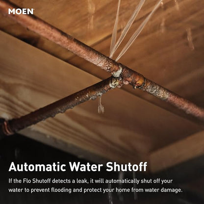 Moen Flo Smart Water Monitor and Automatic Shutoff Sensor, Wi-Fi Connected Water Leak Detector for 1-Inch Diameter Pipe, 900-006