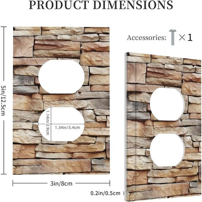 Outlet Covers Stone Textured Brown Brick Natural Stone 1 Gang Duplex Light Switch Cover Decorative Switch Plates Electrical Receptacle Faceplate Wall Plate For Farmhouse Cabin Decor